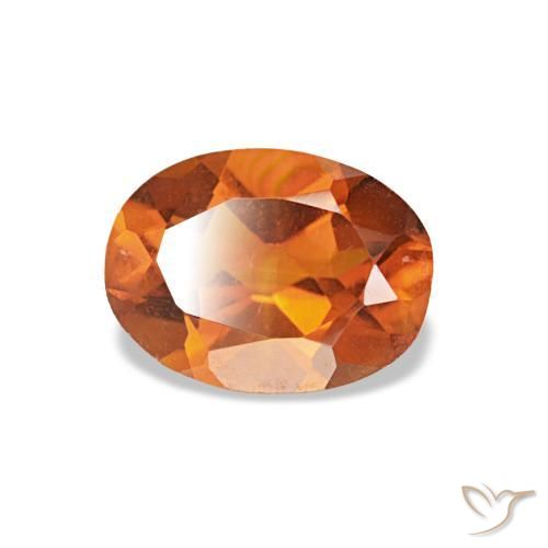 0.64캐럿 천연 딥 오렌지 시트린, 타원형 컷, 6.8×5.1 mm, VS