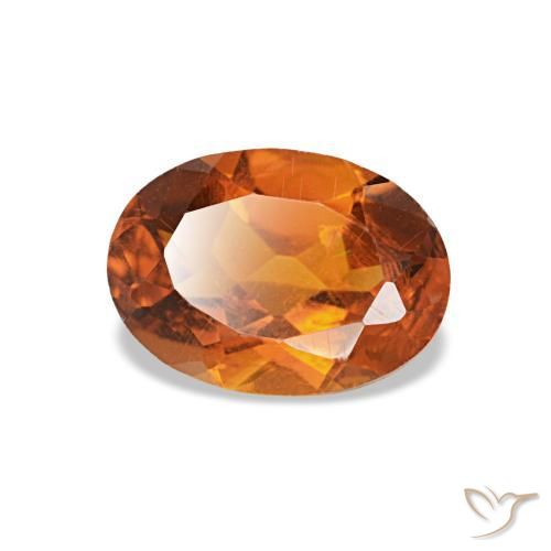 0.71캐럿 천연 딥 오렌지 시트린, 타원형 컷, 7.1×5.1 mm, VVS-VS