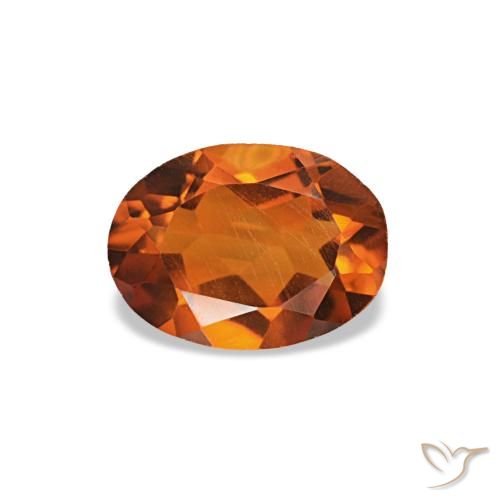 0.60캐럿 천연 딥 오렌지 시트린, 타원형 컷, 6.9×5 mm, VVS-VS