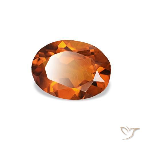 0.60캐럿 천연 딥 오렌지 시트린, 타원형 컷, 6.9×5 mm, VVS-VS