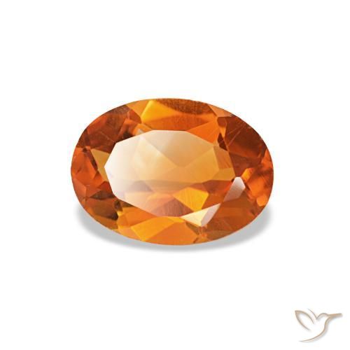 0.71캐럿 천연 미디엄 오렌지 시트린, 타원형 컷, 7×5.1 mm, VVS-VS