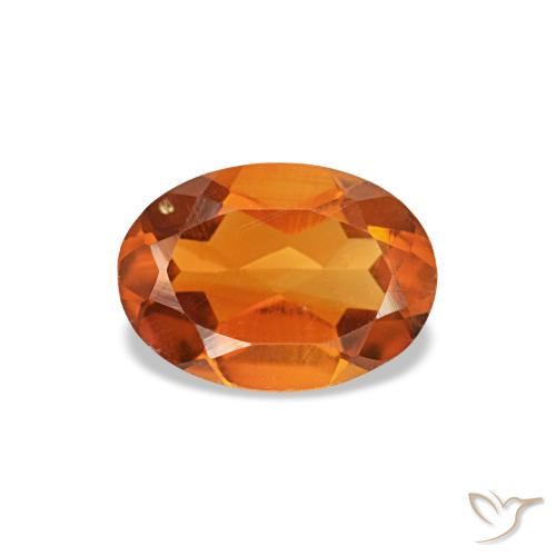 0.59캐럿 천연 미디엄 오렌지 시트린, 타원형 컷, 7×5.1 mm, VVS-VS