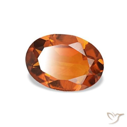 0.66캐럿 천연 딥 오렌지 시트린, 타원형 컷, 7.1×5.2 mm, VVS-VS
