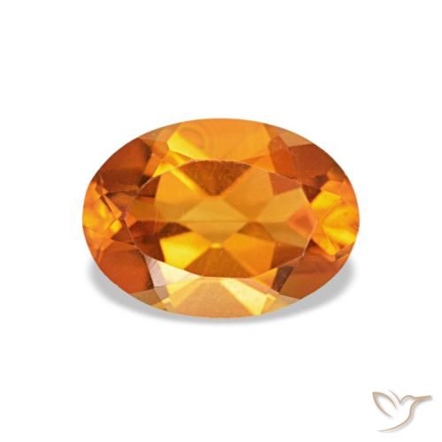0.73캐럿 천연 미디엄 오렌지 시트린, 타원형 컷, 7×5.1 mm, VVS-VS
