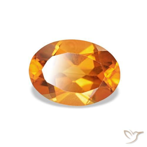 0.73캐럿 천연 미디엄 오렌지 시트린, 타원형 컷, 7×5.1 mm, VVS-VS