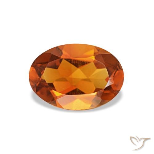 0.63캐럿 천연 Medium Dark-Orange 시트린, 타원형 컷, 7×4.9 mm, VVS-VS