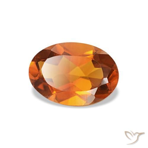 0.63캐럿 천연 Medium Dark-Orange 시트린, 타원형 컷, 7×4.9 mm, VVS-VS