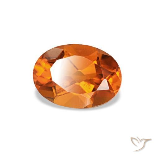 0.80캐럿 천연 붉은빛 오렌지 시트린, 타원형 컷, 7×5 mm, VVS-VS