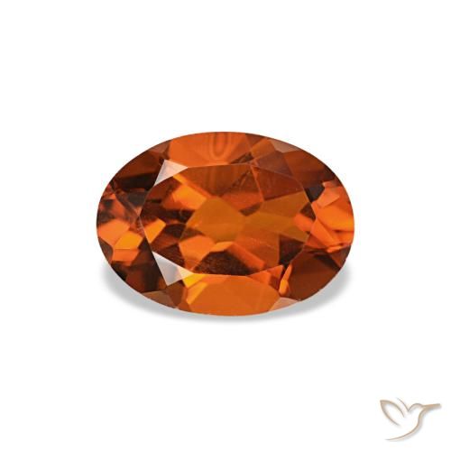 0.74캐럿 천연 딥 오렌지 시트린, 타원형 컷, 6.9×5 mm, VVS-VS