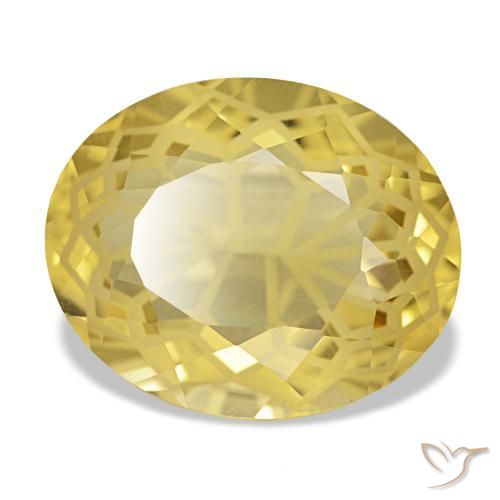 5.90캐럿 천연 Medium Light-Yellow 시트린, 타원형 컷, 13.7×11.2 mm, VVS