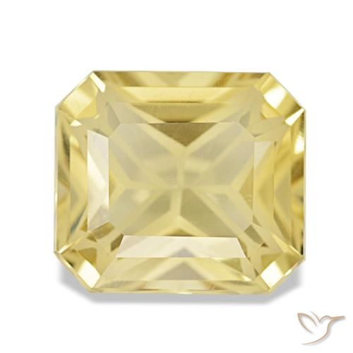 3.23캐럿 천연 라이트 골든 옐로우 시트린, 에메랄드 컷, 9.9×8.8 mm, VVS