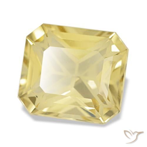 3.23캐럿 천연 라이트 골든 옐로우 시트린, 에메랄드 컷, 9.9×8.8 mm, VVS