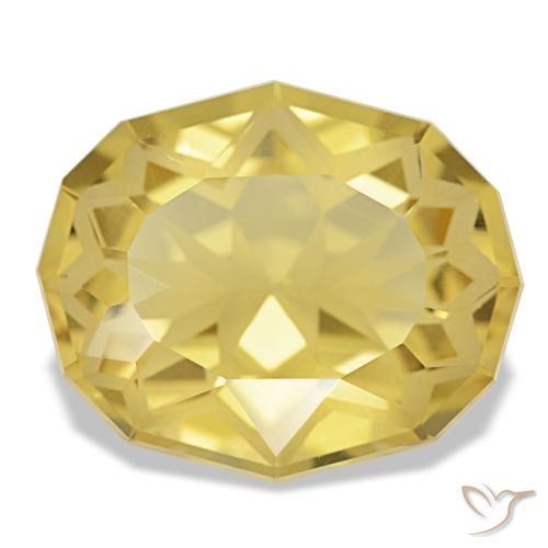 9.03캐럿 천연 Medium Light-Yellow 시트린, 타원형 컷, 15.9×13.2 mm, VVS