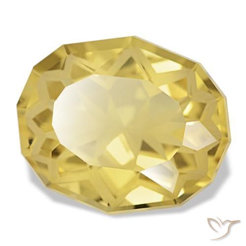 9.03캐럿 천연 Medium Light-Yellow 시트린, 타원형 컷, 15.9×13.2 mm, VVS