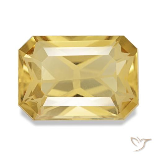 3.50캐럿 천연 골든로드 옐로우 시트린, 에메랄드 컷, 11.6×8.2 mm, VVS