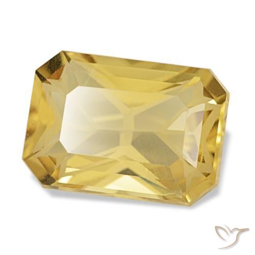 3.50캐럿 천연 골든로드 옐로우 시트린, 에메랄드 컷, 11.6×8.2 mm, VVS
