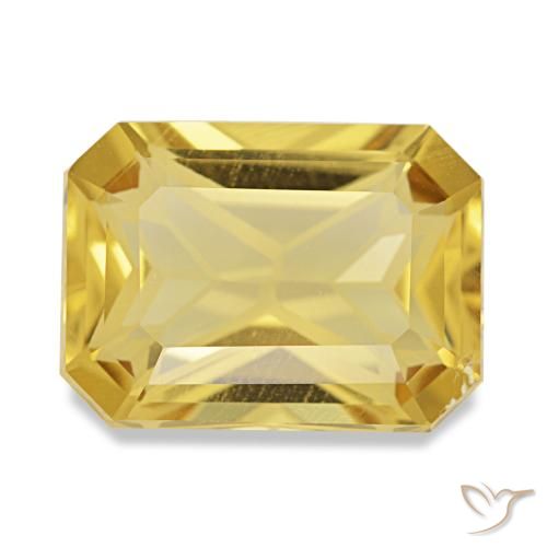 4.59캐럿 천연 딥 옐로우 시트린, 에메랄드 컷, 12.3×9.1 mm, VS