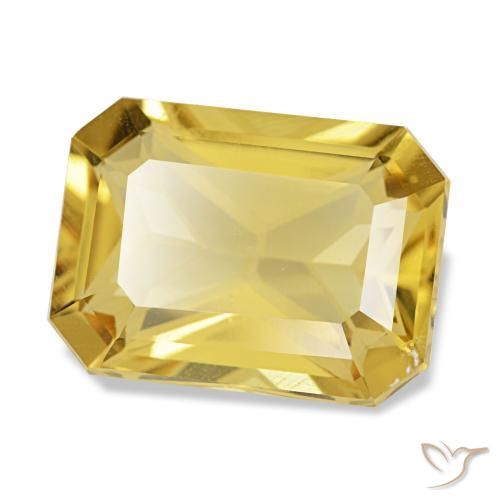 4.59캐럿 천연 딥 옐로우 시트린, 에메랄드 컷, 12.3×9.1 mm, VS