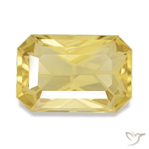 3.88캐럿 천연 미디엄 옐로우 시트린, 에메랄드 컷, 12×8.1 mm, VVS-VS