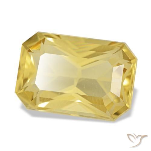 3.88캐럿 천연 미디엄 옐로우 시트린, 에메랄드 컷, 12×8.1 mm, VVS-VS