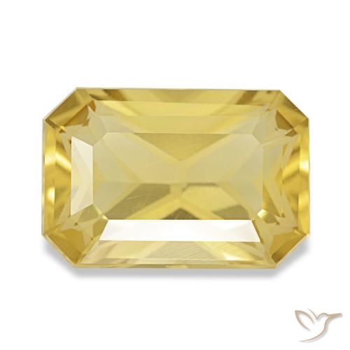 3.72캐럿 천연 미디엄 옐로우 시트린, 에메랄드 컷, 11.8×8 mm, VVS-VS