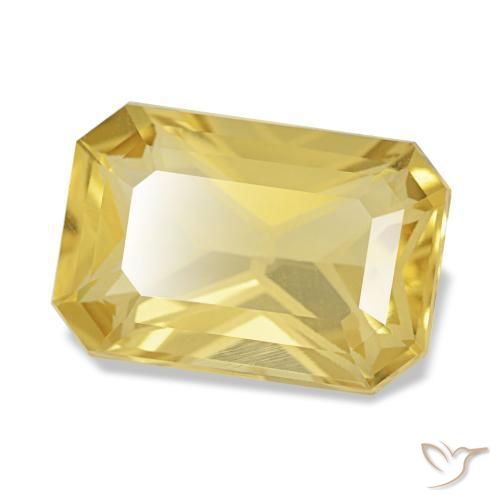 3.72캐럿 천연 미디엄 옐로우 시트린, 에메랄드 컷, 11.8×8 mm, VVS-VS