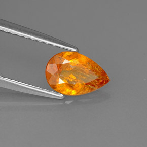 0.66캐럿 천연 옐로우 오렌지 클리노휴마이트, 배 모양, 7.8×5.1 mm, SI