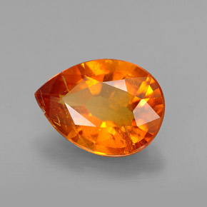 1.93캐럿 천연 옐로우 오렌지 클리노휴마이트, 배 모양, 9.8×7.2 mm, SI