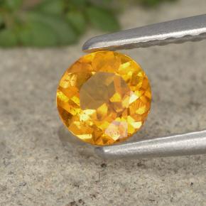 0.42캐럿 천연 골든 옐로우 클리노휴마이트, 라운드 컷, 4.82 mm, VS-SI