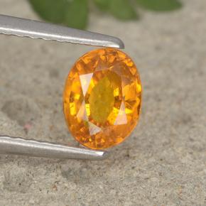 0.91캐럿 천연 옐로우 오렌지 클리노휴마이트, 타원형 컷, 6.5×5.1 mm, VS-SI