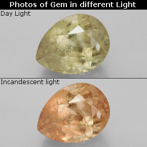 3.69캐럿 천연 그린/핑크 컬러체인지 디아스포어, 배 모양, 10.4×8 mm, SI