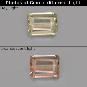 0.84캐럿 천연 그린/핑크 컬러체인지 디아스포어, 에메랄드 컷, 6.2×4.7 mm, VS