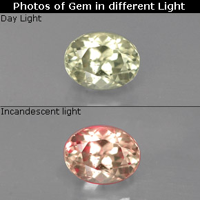 0.77캐럿 천연 그린/핑크 색상 변화 디아스포어, 타원형 컷, VS