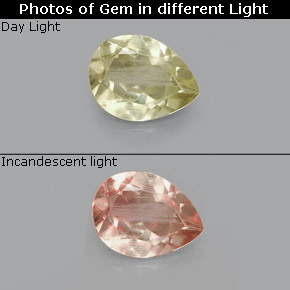 0.51캐럿 천연 그린/핑크 컬러체인지 디아스포어, 배 모양, 6.2×4.6 mm, VS