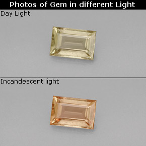 0.86캐럿 천연 그린/핑크 색상 변화 디아스포어, 바게트, VS-SI