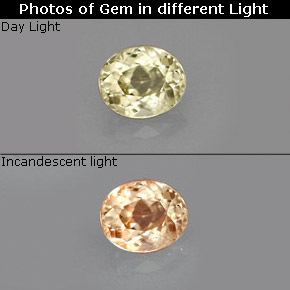0.59캐럿 천연 그린/핑크 컬러체인지 디아스포어, 타원형 컷, 5.6×4.6 mm, VS