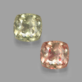 2.85캐럿 천연 그린/핑크 컬러체인지 디아스포어, 쿠션 컷, 8.2×8.2 mm, SI