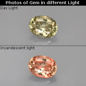 0.84캐럿 천연 그린/핑크 컬러체인지 디아스포어, 타원형 컷, 6.8×5.1 mm, VVS-VS