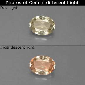 0.70캐럿 천연 그린/핑크 컬러체인지 디아스포어, 타원형 컷, 6.6×4.9 mm, VVS-VS