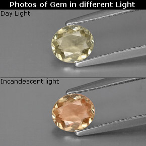 0.71캐럿 천연 그린/핑크 컬러체인지 디아스포어, 타원형 컷, 6.2×5.4 mm, VVS-VS