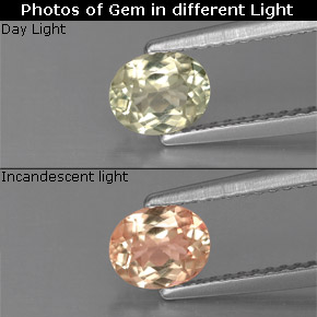 0.64캐럿 천연 그린/핑크 컬러체인지 디아스포어, 타원형 컷, 6.1×5 mm, VVS-VS