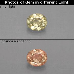 0.69캐럿 천연 그린/핑크 컬러체인지 디아스포어, 타원형 컷, 5.7×4.9 mm, VS