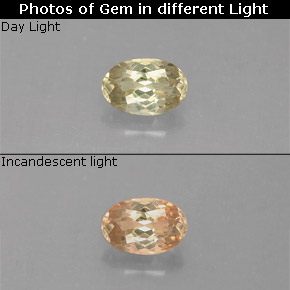 0.54캐럿 천연 그린/핑크 컬러체인지 디아스포어, 타원형 컷, 6.1×4.1 mm, VS