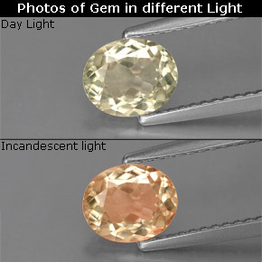 1.03캐럿 천연 그린/핑크 컬러체인지 디아스포어, 타원형 컷, 7.1×5.9 mm, VS