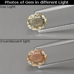 0.63캐럿 천연 그린/핑크 컬러체인지 디아스포어, 타원형 컷, 5.6×4.6 mm, VS