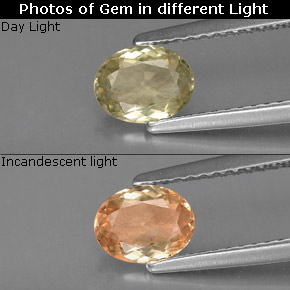0.68캐럿 천연 그린/핑크 컬러체인지 디아스포어, 타원형 컷, 6.6×5.1 mm, VS