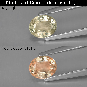0.67캐럿 천연 그린/핑크 컬러체인지 디아스포어, 타원형 컷, 6.2×5 mm, VS