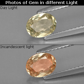 0.77캐럿 천연 그린/핑크 컬러체인지 디아스포어, 타원형 컷, 6.9×5.2 mm, VS