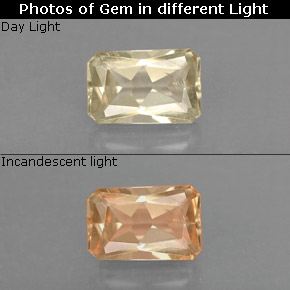 0.96캐럿 천연 그린/핑크 컬러체인지 디아스포어, 에메랄드 컷, 7×4.6 mm, VS