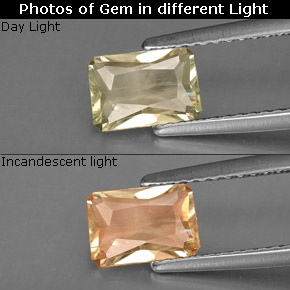 1.00캐럿 천연 그린/핑크 컬러체인지 디아스포어, 에메랄드 컷, 7.4×5.1 mm, VS